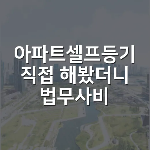 아파트셀프등기 직접 해봤더니 법무사비보다 더 무서운 건 서류 한 줄이었습니다 - 요약