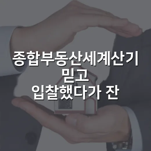 종합부동산세계산기 믿고 입찰했다가 잔금 전에 식은땀 난 이야기 - 요약