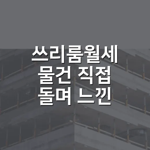 쓰리룸월세 물건 직접 돌며 느낀 진짜 비용 이야기