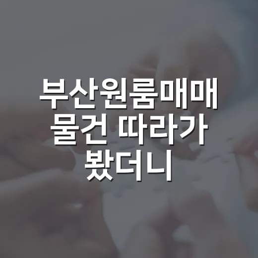 부산원룸매매 물건 따라가 봤더니, 월세보다 먼저 봐야 할 게 있더라