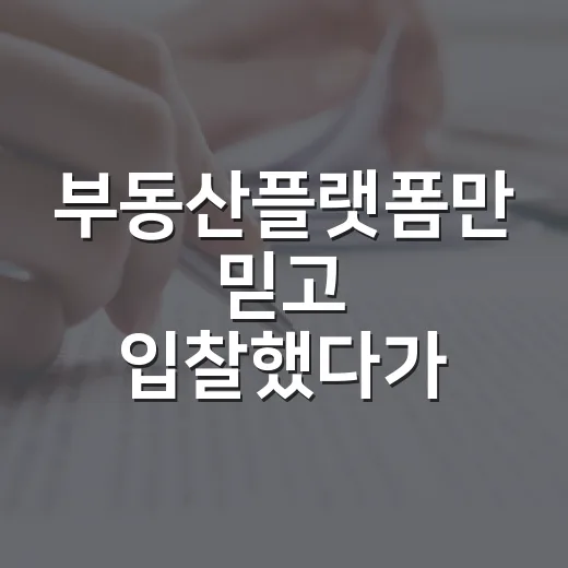 부동산플랫폼만 믿고 입찰했다가 식은땀 흘린 진짜 이야기