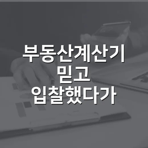 부동산계산기 믿고 입찰했다가 잔금 앞에서 식은땀 난 이야기 - 요약
