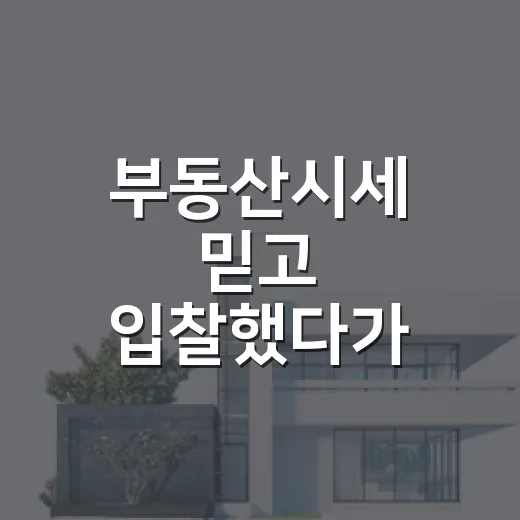 부동산시세 믿고 입찰했다가 잔금 때 식은땀 난 이야기 - 요약