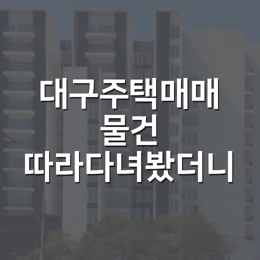 대구주택매매 물건 따라다녀봤더니, 싼 집보다 먼저 봐야 할 게 따로 있었습니다 - 요약