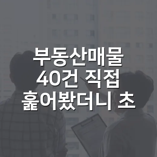 부동산매물 40건 직접 훑어봤더니 초보가 놓치는 표시가 따로 있었습니다 - 요약