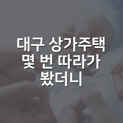 대구 상가주택 몇 번 따라가 봤더니 숫자보다 먼저 보이던 것들 - 요약