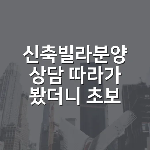 신축빌라분양 상담 따라가 봤더니 초보가 놓치는 돈이 보였습니다 - 요약
