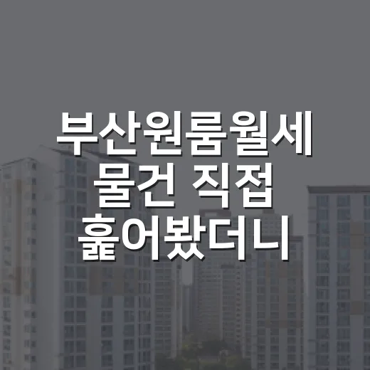 부산원룸월세 물건 직접 훑어봤더니, 숫자보다 먼저 봐야 할 게 있었습니다 - 요약