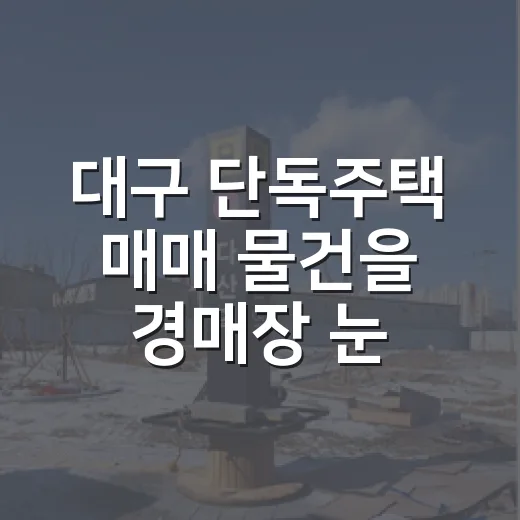 대구 단독주택 매매 물건을 경매장 눈으로 직접 훑어봤더니 보이는 것들 - 요약