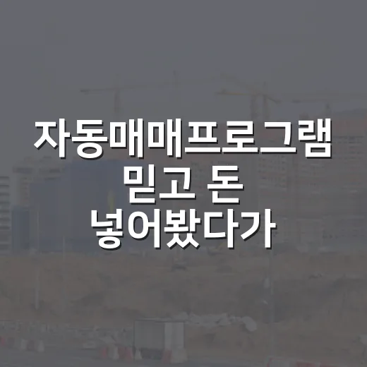 자동매매프로그램 믿고 돈 넣어봤다가 경매 투자자가 느낀 진짜 문제 - 요약