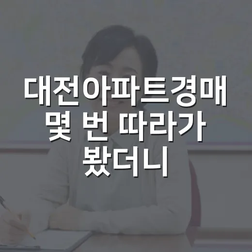대전아파트경매 몇 번 따라가 봤더니 초보가 놓치는 돈이 보였다 - 요약