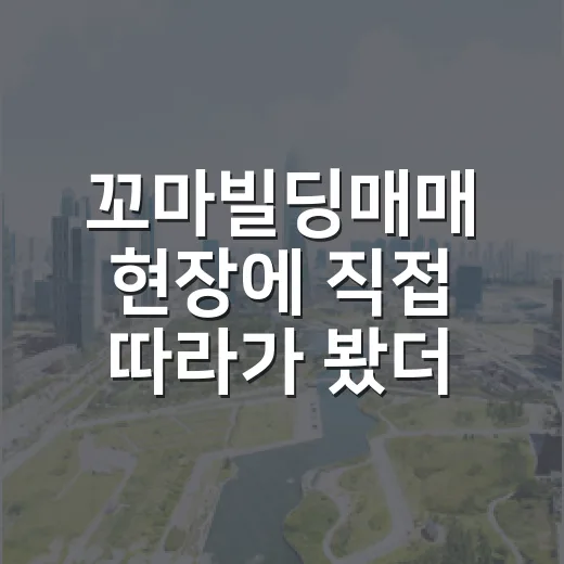 꼬마빌딩매매 현장에 직접 따라가 봤더니 숫자보다 먼저 보인 것들 - 요약