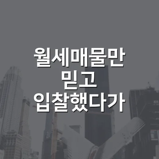 월세매물만 믿고 입찰했다가 보증금에서 식은땀 난 이야기 - 요약