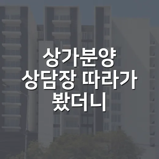상가분양 상담장 따라가 봤더니, 초보가 먼저 봐야 할 게 따로 있었습니다 - 요약