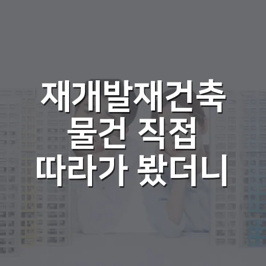 재개발재건축 물건 직접 따라가 봤더니, 싼 가격보다 무서운 게 따로 있었습니다 - 요약