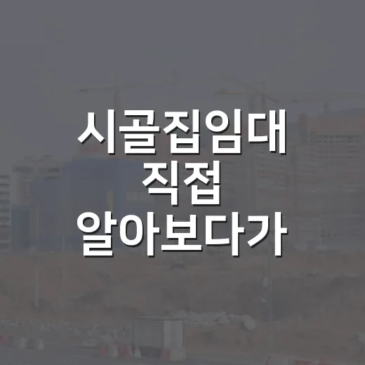 시골집임대 직접 알아보다가 경매 물건까지 같이 본 진짜 이야기 - 요약