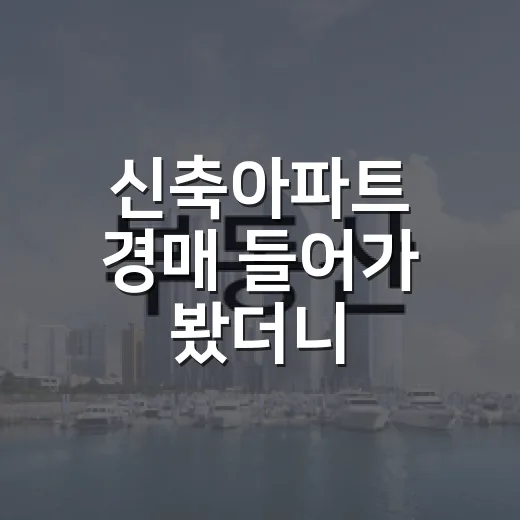 신축아파트 경매 들어가 봤더니, 새집이라는 말에 가려진 비용이 보였습니다 - 요약
