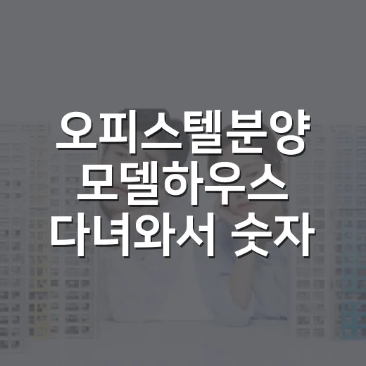 오피스텔분양 모델하우스 다녀와서 숫자 다시 두드려본 이야기 - 요약