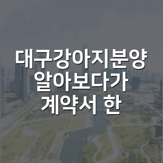 대구강아지분양 알아보다가 계약서 한 줄에 멈춘 이야기 - 요약