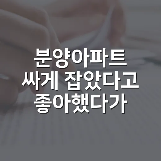 분양아파트 싸게 잡았다고 좋아했다가 잔금 앞에서 식은땀 난 이야기 - 요약