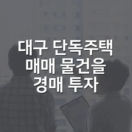 대구 단독주택 매매 물건을 경매 투자자 눈으로 직접 걸러봤더니 - 요약