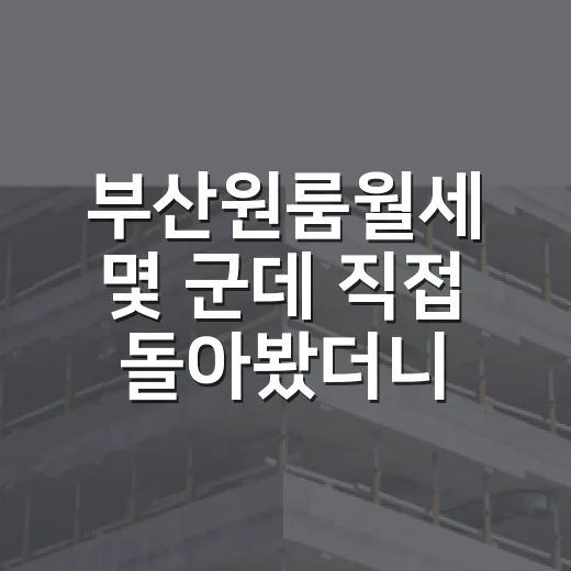 부산원룸월세 몇 군데 직접 돌아봤더니, 싼 방보다 먼저 봐야 할 게 있었습니다 - 요약