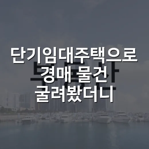 단기임대주택으로 경매 물건 굴려봤더니, 수익보다 먼저 본 건 따로 있었습니다 - 요약