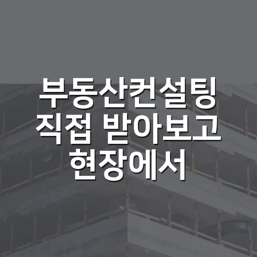 부동산컨설팅 직접 받아보고 현장에서 다시 따져본 이야기 - 요약