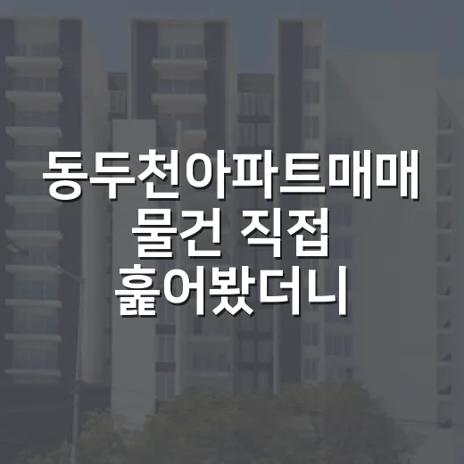 동두천아파트매매 물건 직접 훑어봤더니, 싼 가격보다 먼저 보인 것들 - 요약