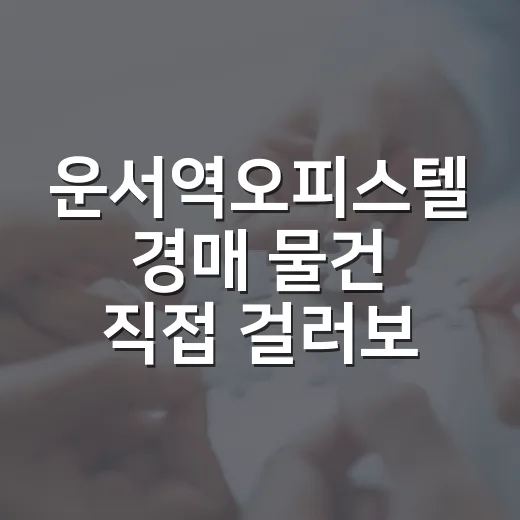 운서역오피스텔 경매 물건 직접 걸러보니, 초보가 숫자보다 먼저 봐야 할 것들 - 요약