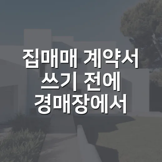집매매 계약서 쓰기 전에 경매장에서 먼저 확인하는 것들 - 요약