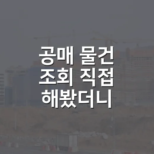 공매 물건 조회 직접 해봤더니, 초보가 먼저 걸러야 할 물건이 보였습니다 - 요약