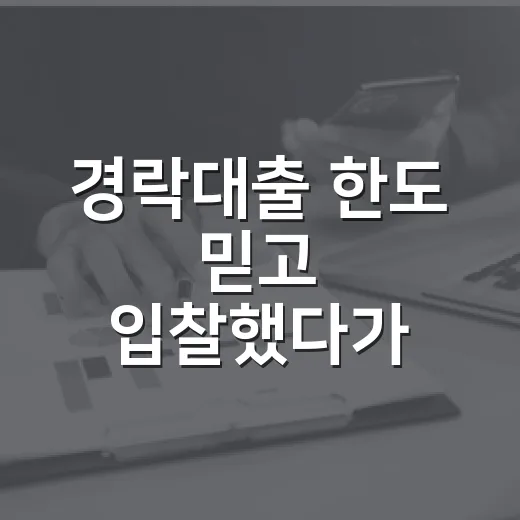 경락대출 한도 믿고 입찰했다가 잔금 날에 식은땀 난 이야기 - 요약