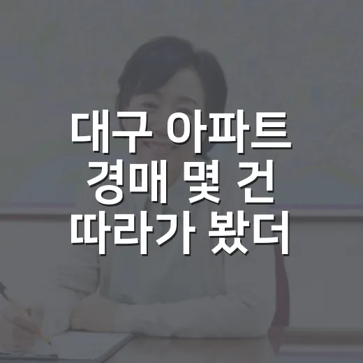 대구 아파트 경매 몇 건 따라가 봤더니, 숫자보다 먼저 봐야 할 게 있더라 - 요약