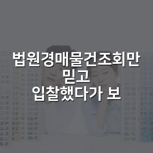 법원경매물건조회만 믿고 입찰했다가 보증금 날릴 뻔한 이야기 - 요약