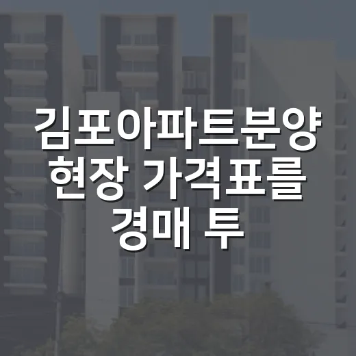 김포아파트분양 현장 가격표를 경매 투자자 눈으로 뜯어봤더니 - 요약