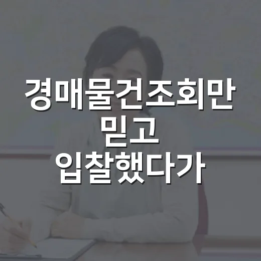 경매물건조회만 믿고 입찰했다가 현장에서 식은땀 난 이야기 - 요약