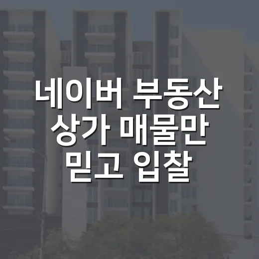 네이버 부동산 상가 매물만 믿고 입찰했다가 현장에서 식은땀 난 이야기 - 요약