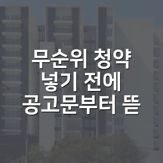 무순위 청약 넣기 전에 공고문부터 뜯어봤더니 보인 진짜 조건 - 요약