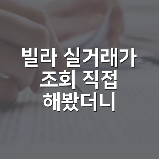 빌라 실거래가 조회 직접 해봤더니, 경매장에서 숫자가 다르게 보였습니다 - 요약