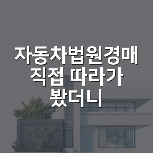 자동차법원경매 직접 따라가 봤더니, 차값보다 먼저 봐야 할 것들 - 요약