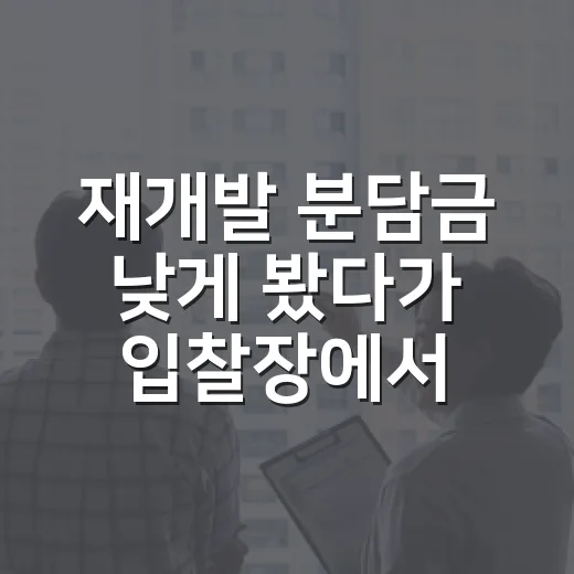 재개발 분담금 낮게 봤다가 입찰장에서 한 번 멈칫했던 이야기 - 요약