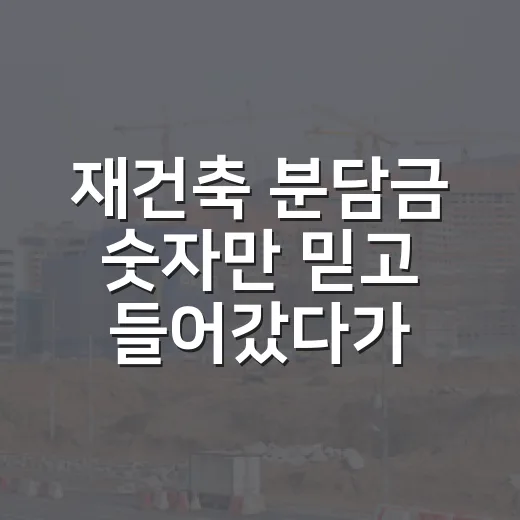 재건축 분담금 숫자만 믿고 들어갔다가 식은땀 난 이야기 - 요약