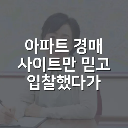 아파트 경매 사이트만 믿고 입찰했다가 현장에서 식은땀 난 이야기 - 요약