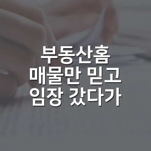 부동산홈 매물만 믿고 임장 갔다가 헛걸음한 진짜 이야기 - 요약