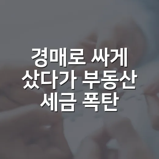 경매로 싸게 샀다가 부동산 세금 폭탄 맞은 사람들 옆에서 본 이야기 - 요약