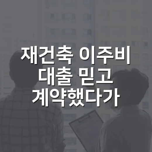 재건축 이주비 대출 믿고 계약했다가 현장에서 당황한 이야기 - 요약
