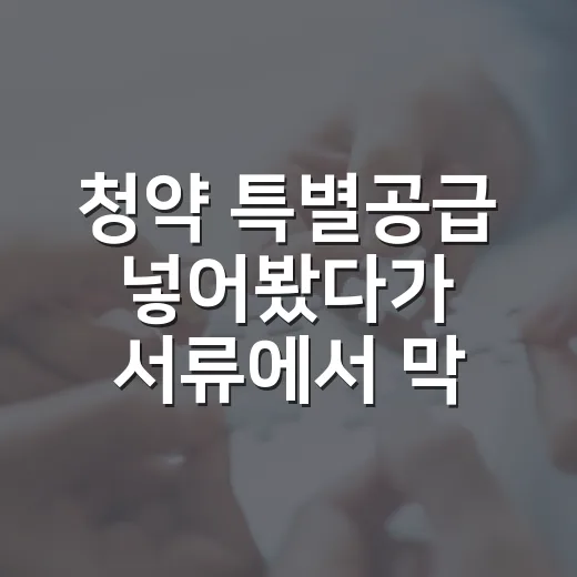 청약 특별공급 넣어봤다가 서류에서 막힌 사람들, 현장에서 본 진짜 이유 - 요약