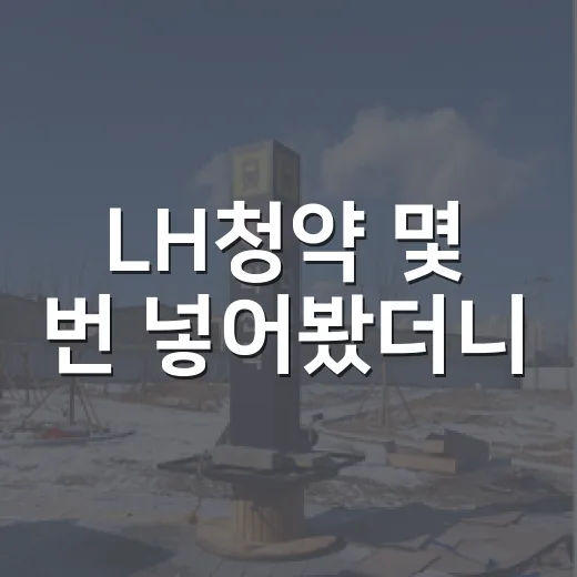 LH청약 몇 번 넣어봤더니, 초보가 의외로 놓치는 진짜 함정 - 요약