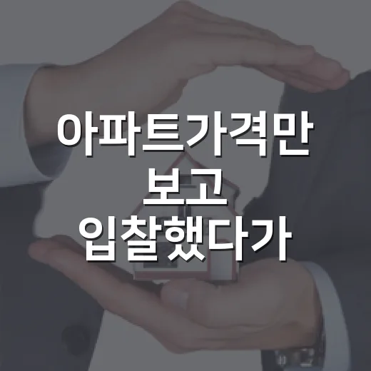 아파트가격만 보고 입찰했다가 현장에서 식은땀 난 이야기 - 요약